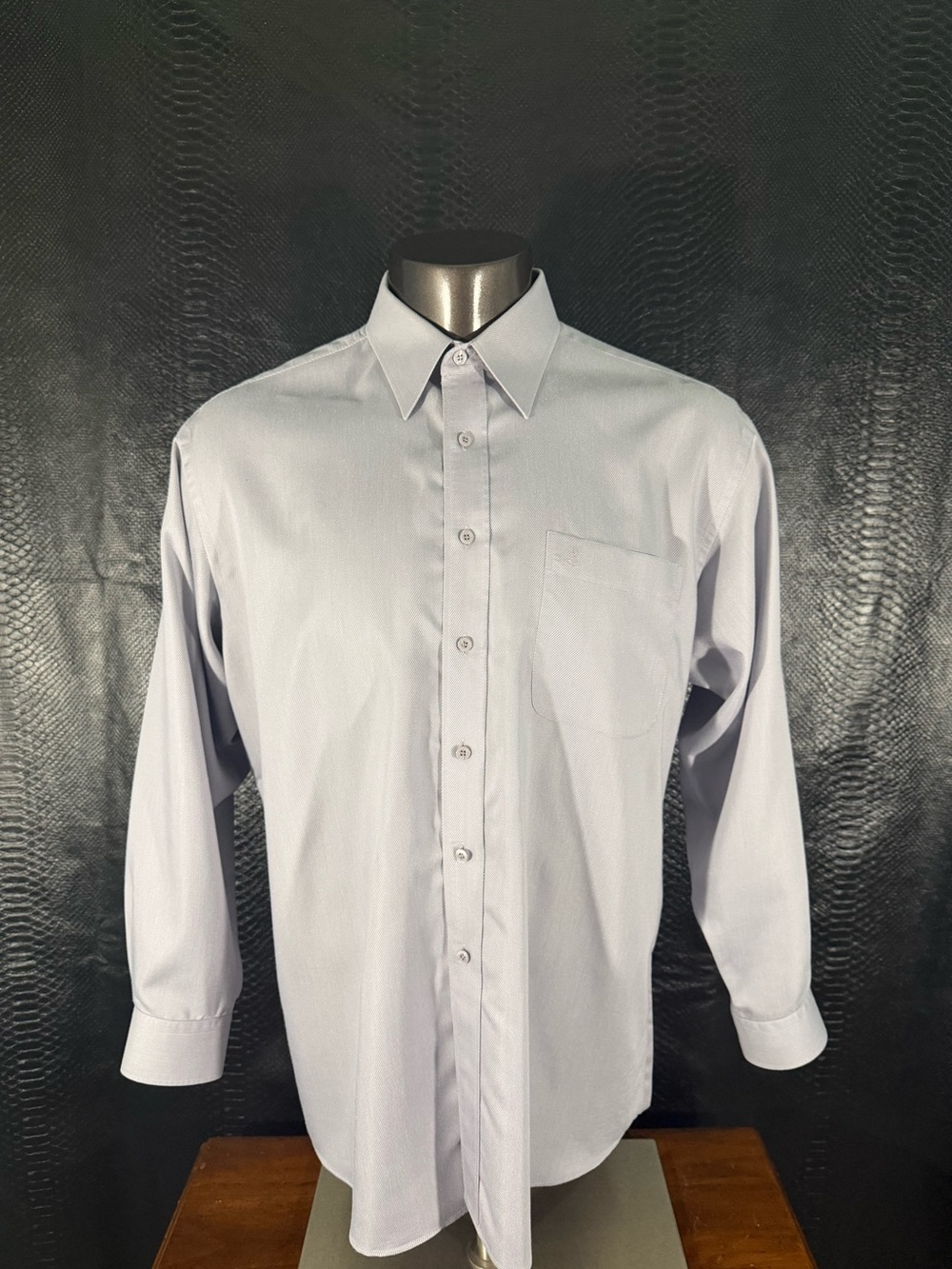 Yves Saint Laurent Gray Twill Dress Shirt Embroidered Logo Men Size
110EU(US XL)